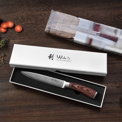 [50017] Nož za obrezovanje pršuta OLEIO Damast (18 cm)